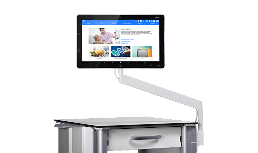 BedsidetableMount GFK: TÜV-certified and compatible with all common bedside tables: The swivel arm GFK is flexible, robust, and inexpensive.