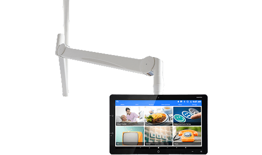 CeilingArm 2000: Extra-long range – With its three joints, the arm can extend up to 1.9 meters into the room. It is also perfectly suited for use in fully equipped hospital rooms.