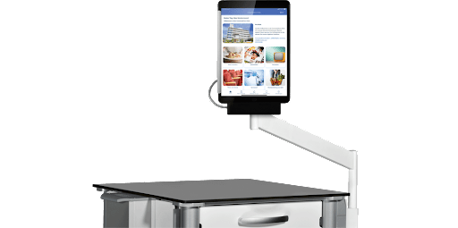 SafeHolder iPad: For the Apple experience at the patient’s bed. The mount was developed especially for using an iPad in the hospital. The magnetic fixation offers patients maximum flexibility.
